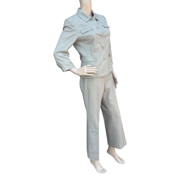 T Tahari 6 Business Suit Set Jacket & Pants 2PC Safari Utility Straight Leg - Picture 6 of 16